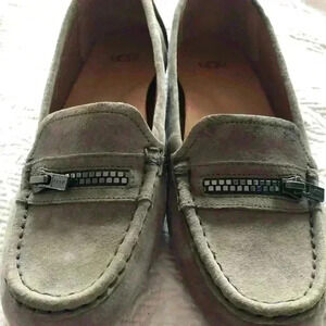 Grey Ugg Davina loafers with Zipper accent Sz 7.5